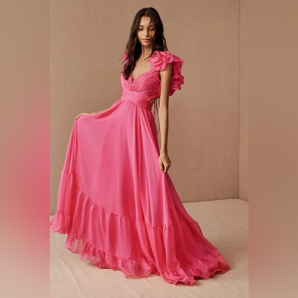 MAC DUGGAL
Ruffle Tiered Cut-Out Chiffon Gown